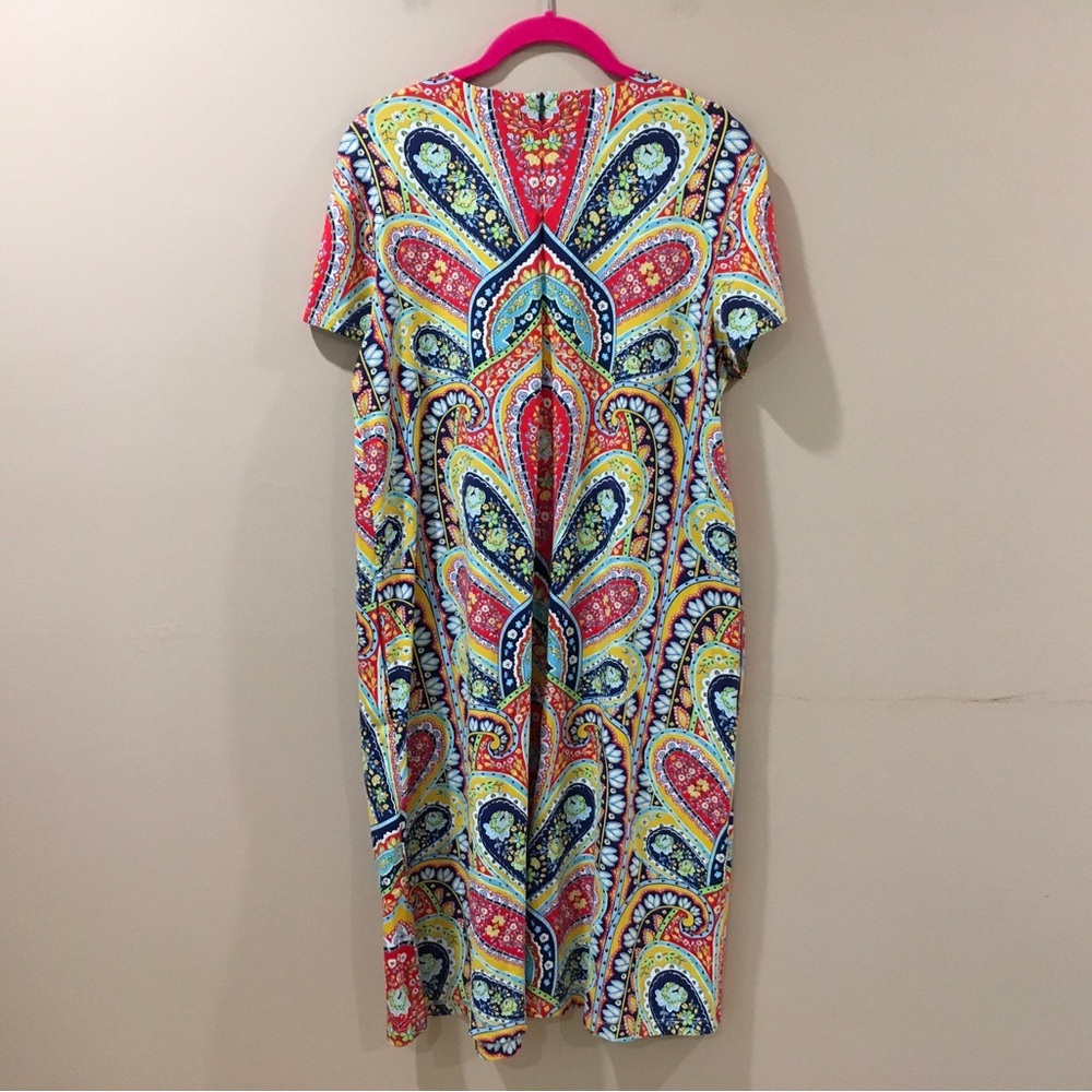 J. MCLAUGHLIN Dress A Line Tunic Patter Paisley Colorful Women L Jersey Stretch - Picture 2 of 7